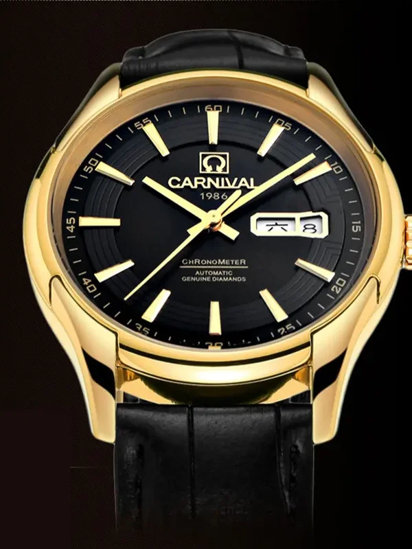 AliExpress - Switzerland Luxury Brand CARNIVAL Automatic Mechanical Men's Watches Waterproof Sapphire Dual Calendar Leather Clock C8623G