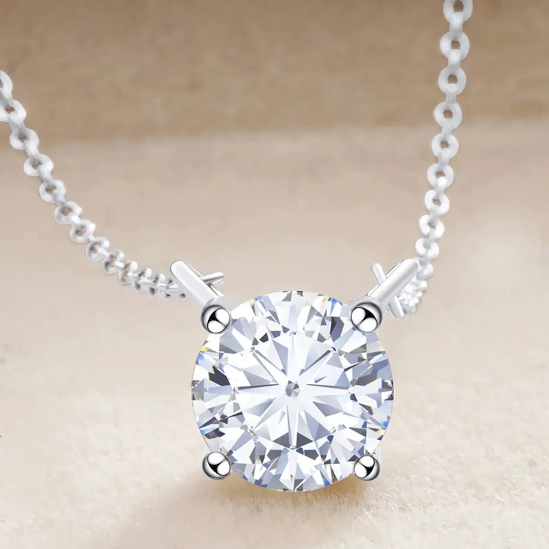 AliExpress - Moissanite Dia 6.5mm 0.5-5CT femme pendentif argent collier pour femmes chaînes fête mariée bijoux fins 925 collier en argent sterling