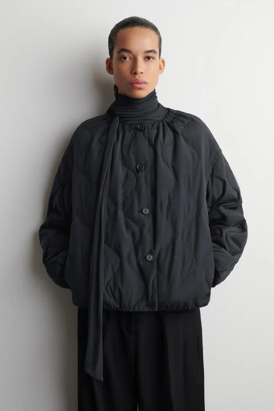 COS Gathered Quilted Down Jacket in Blue - Women