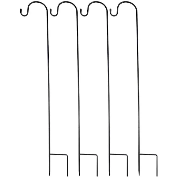 4 stk 35,37 tommer Shepherd Hooks Hage Jordstøtte Lyktestolpe for Utendørs Hengende Planter Kurv Henger Lys