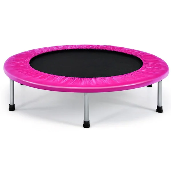 Hopfällbar 97 cm rosa studsmatta för barn, 150 kg kapacitet