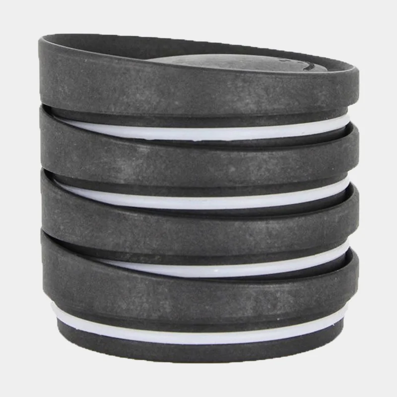 Lid for coffee mug HuskeeCup Universal Lid Charcoal, recycled coffee husk, black, 4-pack