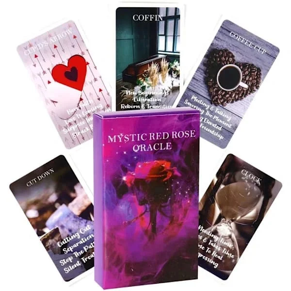 53 Kort Mystic Red Rose Oracle Kortstokk 10.3*6cm En Situasjonsbasert Kortstokk Tarotkort Twin Flame Oracle Kort Kjærlighetsn,A