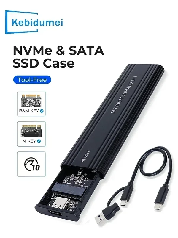 AliExpress - NVME M.2 Solid State Drive Externes Gehäuse 2230/2242/2260/2280 M.2 auf USB C 10 Gbit/s SSD Aluminiumgehäuse Typ A+C für M/M+B Key