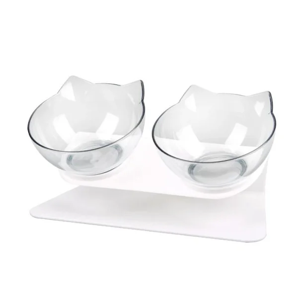Cat Food Bowls, 15° Tilted Cat Bowls, Double Cat Food Bowls, Transparent Cat Food Bowl, Cat Bowl