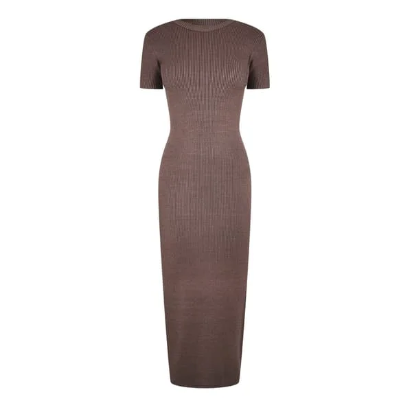 Jack Wills Dam Ribbad Midi Bodycon Klänning 6 UK Mocka