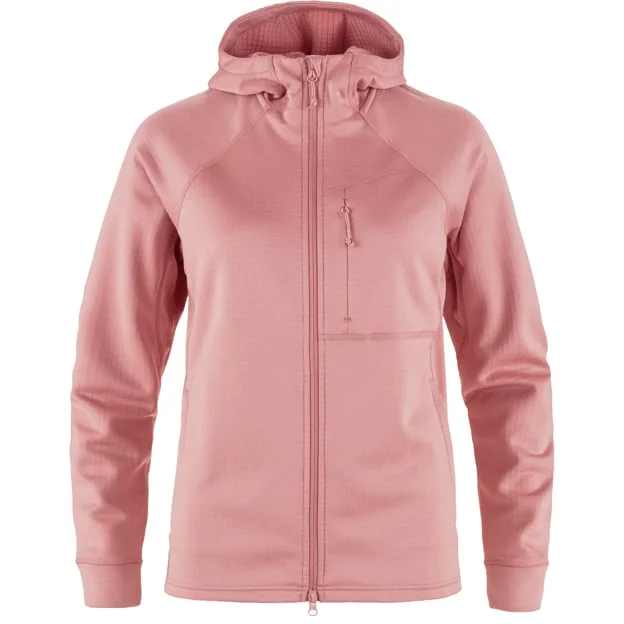 Fjällräven Women's Abisko Grid Fleece Hoodie in Dusty Rose | Size: Small, Polyester