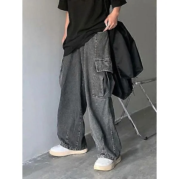 Denimbyxor Herr Jeans Denim Cargobyxor Baggy Vida Ben Jeans Casual Höst Vinter Koreansk Streetwear Hip Hop Cowboy-WELLNGS