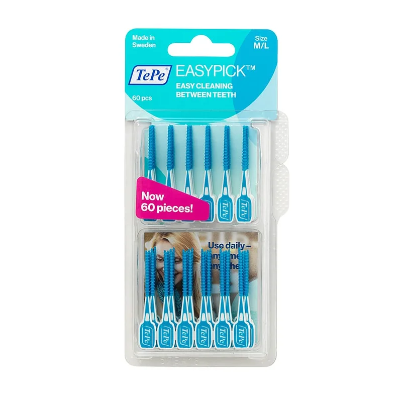 TePe TePe EasyPick M/L Tandstikker Blå 60 stk, Medicin & Pleje, Mund & Tandpleje, Tandstikker