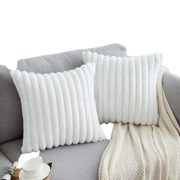 Putetrekk 45 x 45 cm Fuskepels Hvit Putetrekk Sett med 2 Myke Fluffy Firkantede Putetrekk for Soverom Sofa Hjemmeinnredning Putetrekk