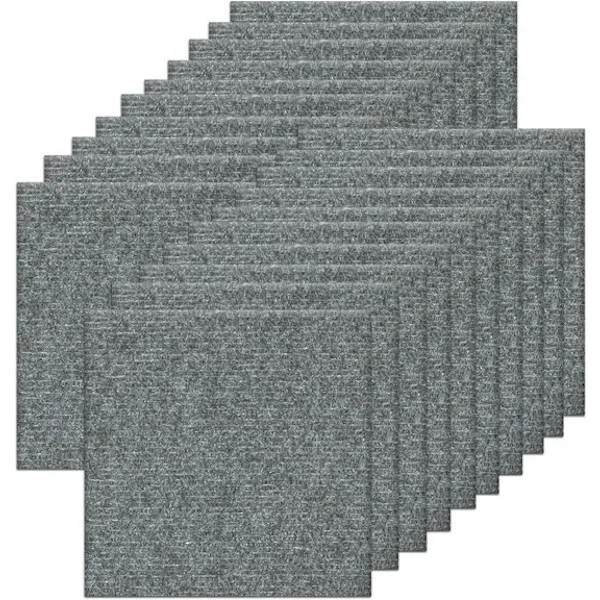 Teppefliser - 20 stk - Teppegulv - Polyester - Enkel å installere - Selvklebende - DIY - Egnet for kontorer og stuer - 30 x 30 cm - Lys grå