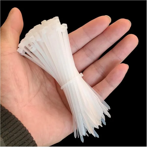Små Buntebånd Klar 100mm x 2.5mm, 100 Pakning Hvite Mini Tynne Buntebånd, Plast Strips, Nylon Selvklebende Bånd