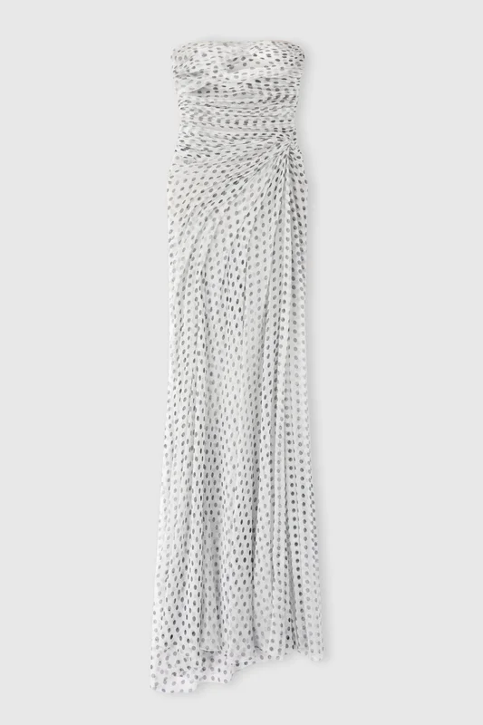 Ermanno Scervino Long Draped Chiffon Silk Dress, Black