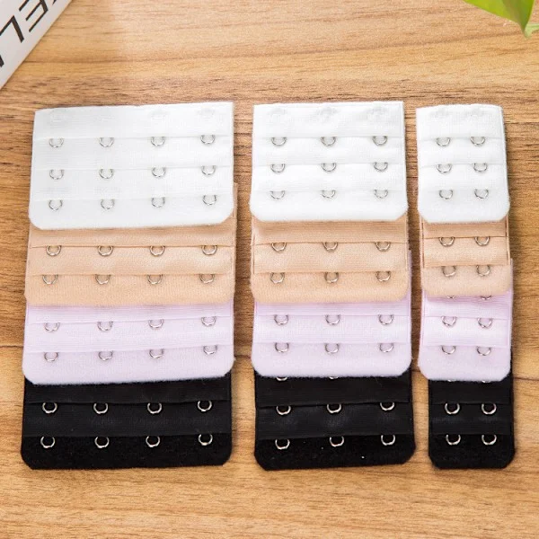 BH Forlænger 2 Hægter/3 Hægter/4 Hægter, BH Strop Forlængere - 12 Pak (Sort, Hvid, Beige, Pink) $BH Forlænger 2 Hægter / 3 Hægter / 4 Hægter, Blød og