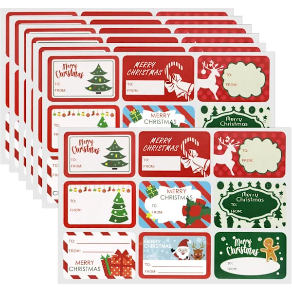 Julklappsetiketter Klistermärken, 90 st "Till" och "Från" Juldekorativa Klistermärken Namnlappar, Självhäftande Jullappar