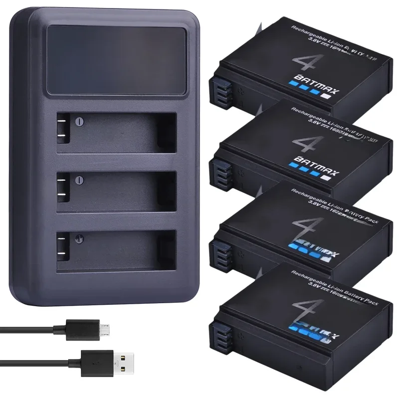 AliExpress - Batmax 1680mAh Gopro Hero 4 batterie de remplacement + LED 3 emplacements chargeur USB pour GoPro HERO4 GoPro AHDBT-401 caméra d'action 