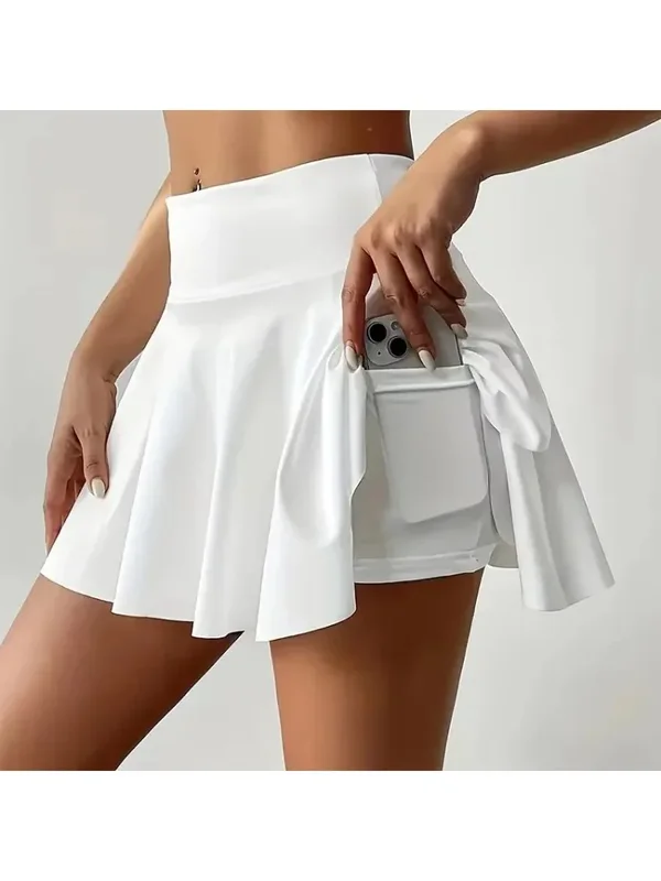 AliExpress - Mini jupe de Tennis taille haute pour femmes, Tennis, Yoga, Golf, ceinture de sport, pantalon de sécurité, poche, jupe de sport 