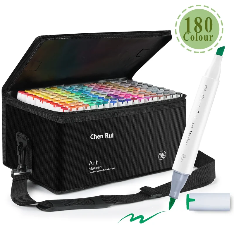 AliExpress - 48–180 Farben Dual Tip Brush & Beitel Permanent Art Marker Pens Zeichenzubehör-Set zum Ausmalen von Illustrationen für den Schulanfang