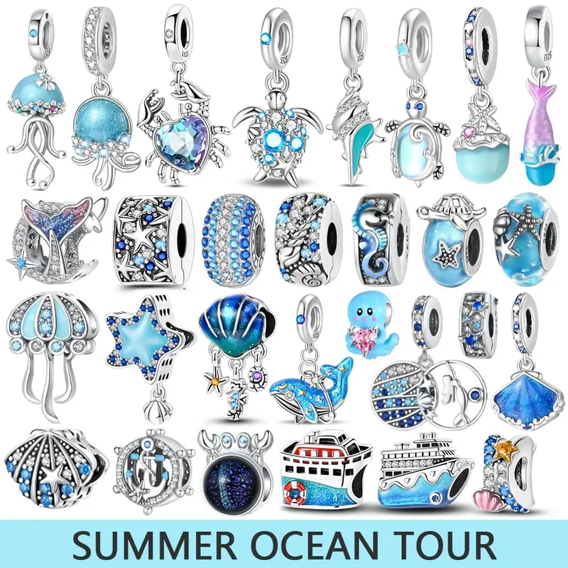 AliExpress - 925 sterling zilver Blue Ocean Series kralen bedels hanger geschikt voor het merk DIY armband vrouwen sieraden vriendin geschenken
