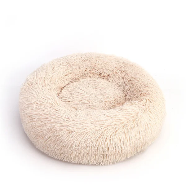 Cat Bed, Dog Cushion 60x60cm, Donut Dog Bed, Small Dog Bed, Medium Dog Bed, Round Soft Plush Cat Bed, Washable Fluffy Non-Slip Dog Sofa (White).