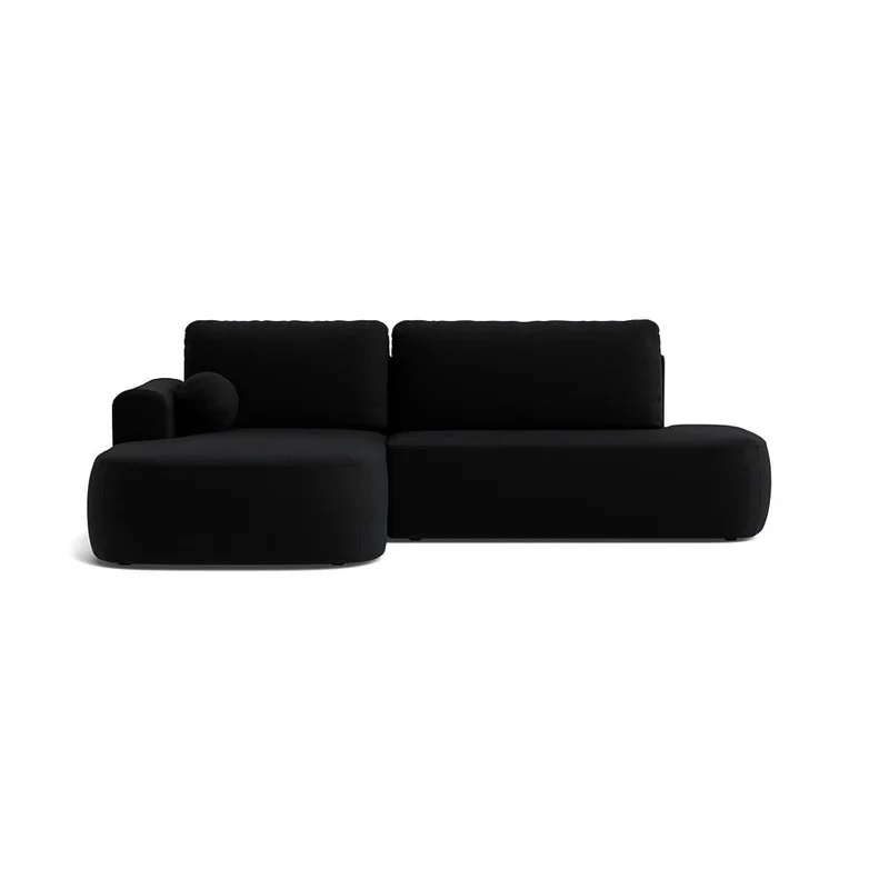 Monza Chaiselong Sovesofa, Venstrevendt med Opbevaring - Riviera Sort Velour - 286x175x90cm - Sovesofa med Udtræk til Seng 215x140cm