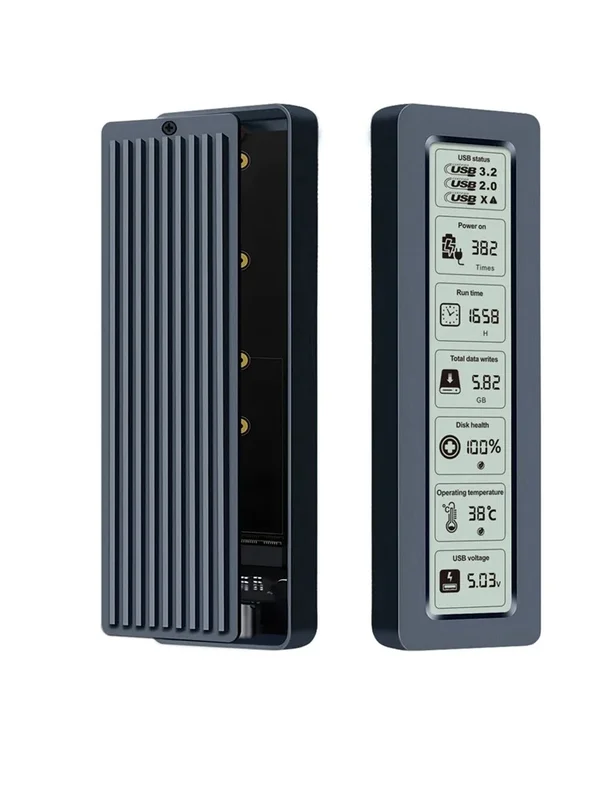 AliExpress - KEBIDU M.2 NVMe SATA SSD-Gehäuse Visuelles Smart-SSD-Gehäuse USB 3.2 Gen 2 10Gbps NVMe PCI-E Festplattengehäuse Aluminium USB-C-Adapter