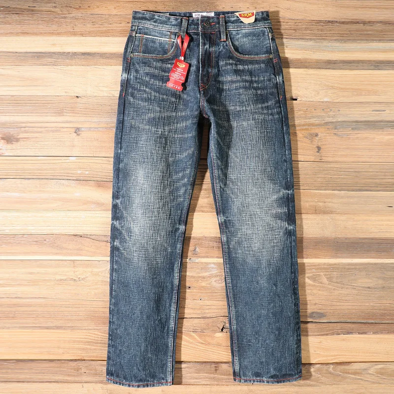 AliExpress - Jean en denim selvedge 100 % coton lavé pour homme, poids lourd 22 oz, filé à la main à Taïwan, teint végétal, coupe droite standard 5KM