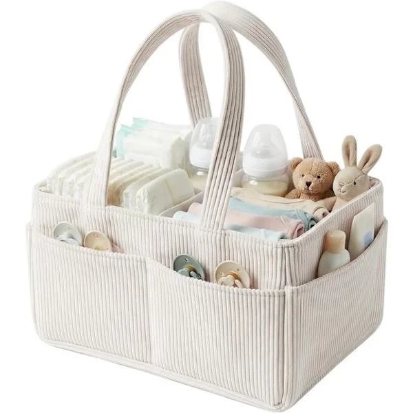 Bleiebag Bleieorganisering Bleieoppbevaringskurv Bleie Caddy Stor Oppbevaringskurv for Babyer for Oppbevaring av Bleier, Våtservietter, Flasker og 