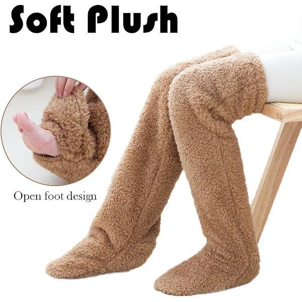 Teddy Legs Långa Strumpor - Teddy Legs Strumpor, Över Knähöga Fluffiga Benvärmare Strumpor Roliga Fluffiga Långa Vinterstrumpor