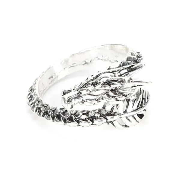 Vintage Punk Ringe Legering Justerbar Drage Design Cool Antikke Sølv Ringe til Mænd