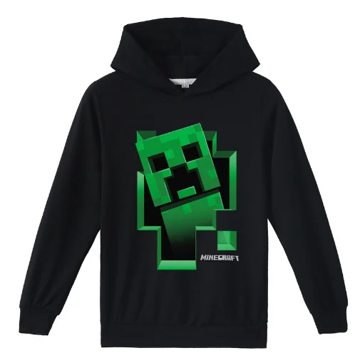 Minecraft Creeper Inni Gutter Hettegenser Gamer Barn Hettegenser grønn green z green .