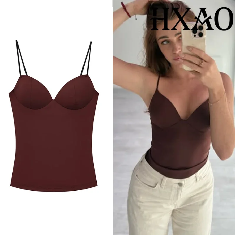AliExpress - HXAO Mouwloze Crop Tops Voor Vrouw Corset Hemdje Bruin Top Vrouwen Bodycon Backless Sexy Tops Met Bandjes Bustier Tank Tops