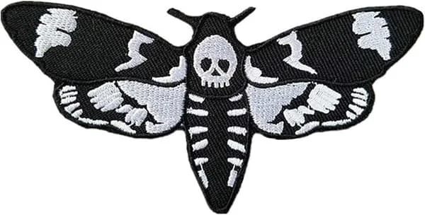 Death's Head Moths Embroidered Patches Appliques Iron On Patches for Clothing Jackets T-shirt Jeans Backpack