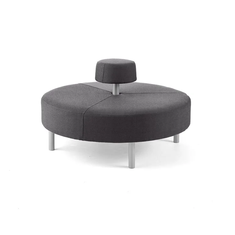 Ottoman DOT with rounded backrest, Ø 1300 mm, Medley fabric, dark grey