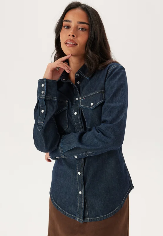 TOMMY JEANS-Regular Fit Ls Shirt Dark Blue-1BK Denim Dark
