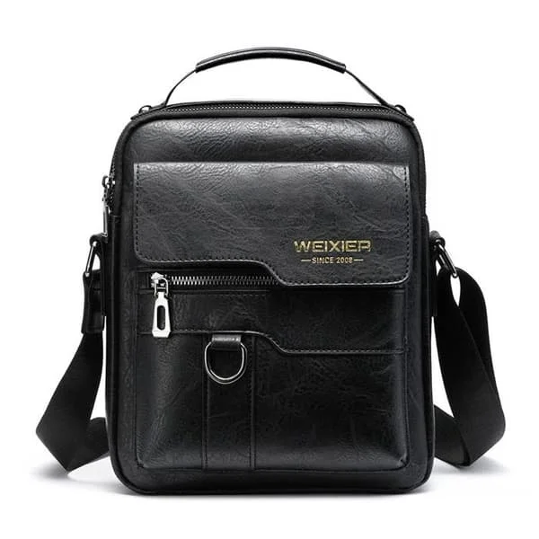 Herre messenger bag, vintage skinn messenger bag, liten crossbody bag, business messenger bag, svart