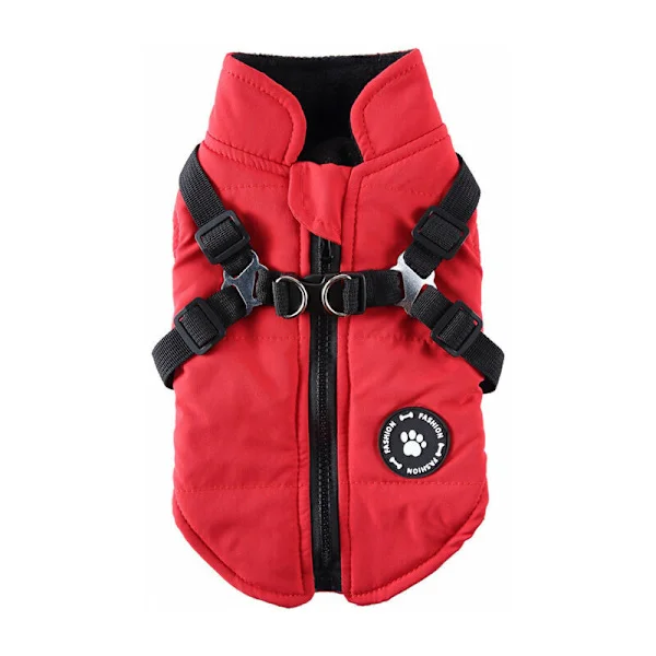 Dog Coat with Harness for Small and Medium Dogs Waterproof Dog Coat Warm Padded Puffer Dog Clothes Puppy Dog Coat, Sunny