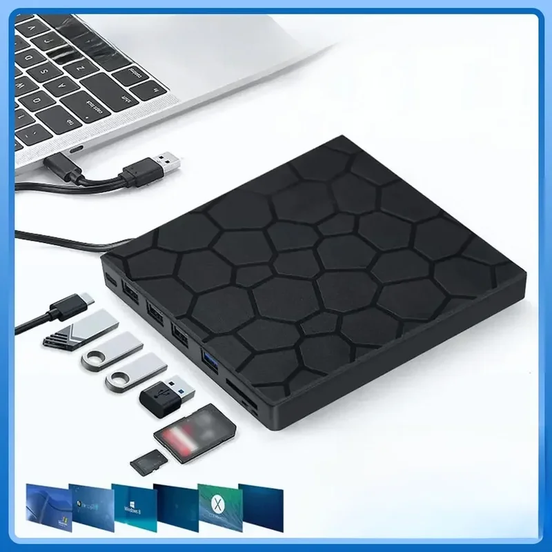 AliExpress - USB3.0 Typ C Externer RW CD-Player Brenner Bluray Player 7-in-1 Externes CD-DVD-Laufwerk Externer CD-Leser für PC Laptop Desktop