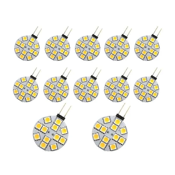 12 stk G4 Puck-pærer LED-pærer Sidebenbase Rund G4 5050 12smd LED Campingvogn Camper Lys Hjemmelæsning