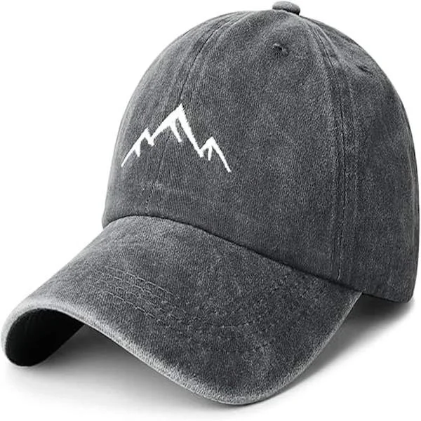 Men's Baseball Cap - Top Embroidered Baseball Cap, Grey