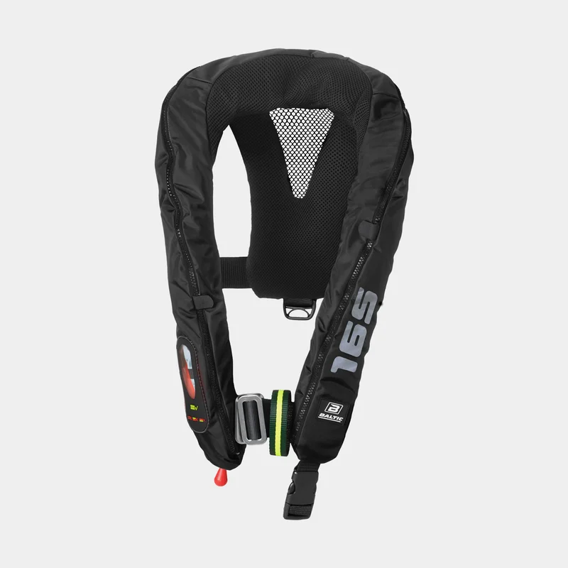 Oppustelig redningsvest Baltic Legend 165N Sele, automatisk, sort + kulsyrepatron 33 gram, 40 - 120 kg