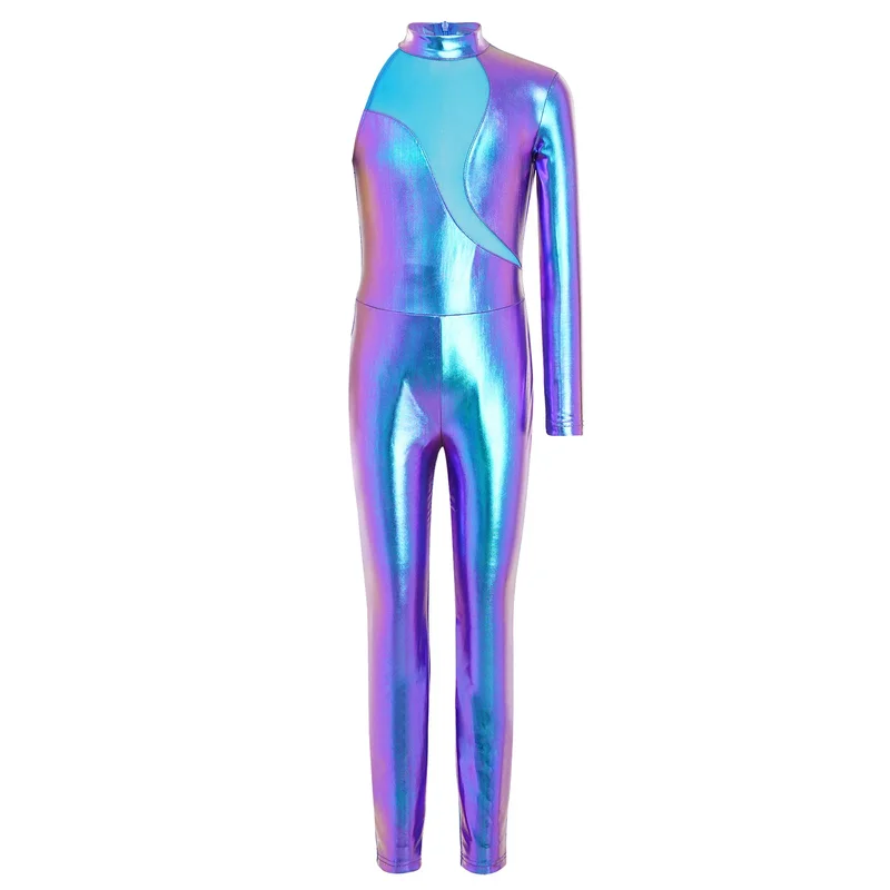 AliExpress - Justaucorps de danse pour filles, justaucorps de gymnastique métallique, unitards d'acrobatie, justaucorps à une épaule en maille, 