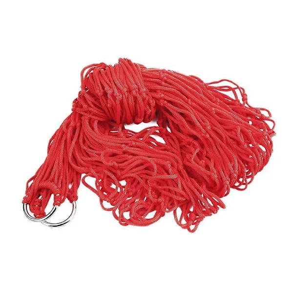 Utendørs Mesh Hengekøye Dobbel Hengekøye Camping Enkel Nylon Nett Hengekøye Camping Swing-Rød