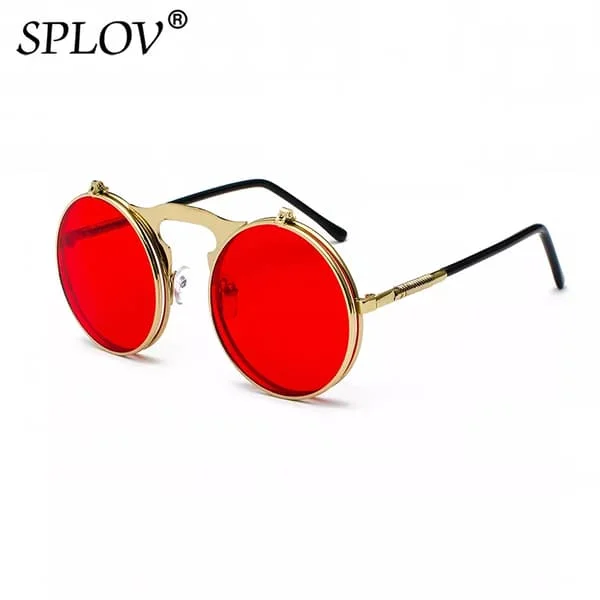 Vintage Steampunk Flip Solbriller Retro Runde Metal Solbriller til Mænd og Kvinder Brand Designer Cirkel Oculos