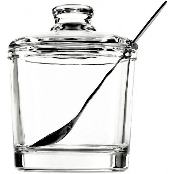 Classic Clear Glass Sugar Bowl with Lid, Serving Spoon, Salt Shaker, Pepper Storage Jar, Spice Jar, Container, Sugar Box, Spice ...