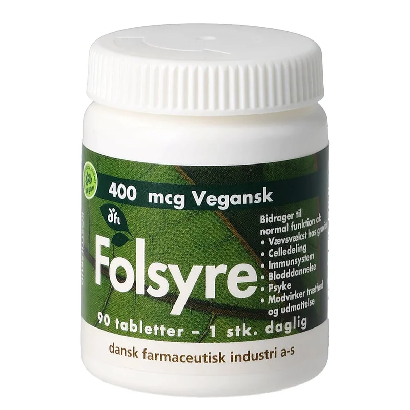 Dansk Farmaceutisk Industri Folsyre 400 mcg 90 tabl., Helse & Madvarer, Vitaminer, Folsyre