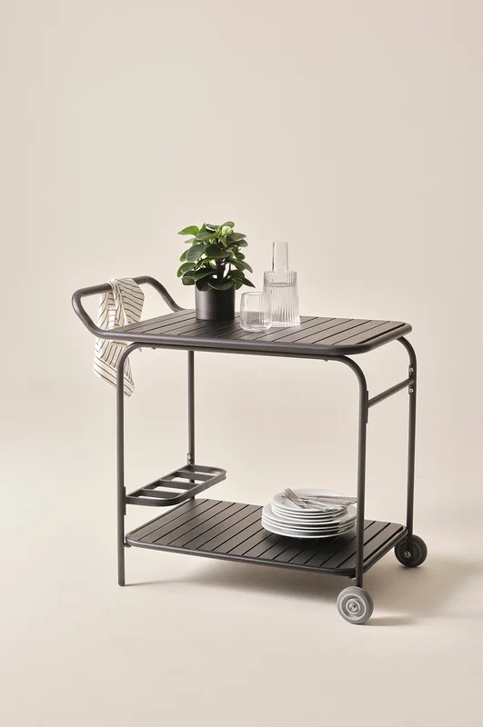 Jotex - Tarjoilukärry Ulkona Käytettävä Black Mdf/ Metal Black mdf/ metal - MENTON - Osta Puutarhapöydät Jotex