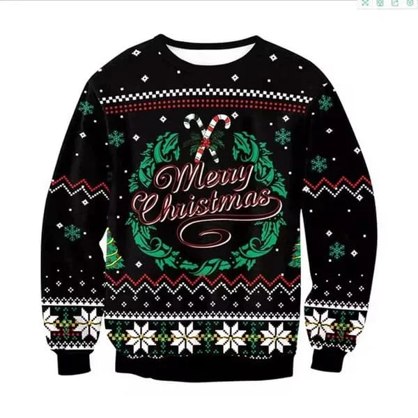 Jul 3D-printet mønstret herre sweatshirt med rund hals - Løs pasform langærmet trøje - Stil 11 - Størrelse S Style 11 S