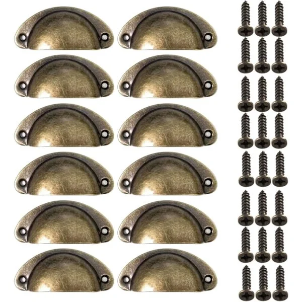 12 Vintage Bronze Furniture Handles, Bowl Handles, Kitchen Handles, Metal Handles for Cabinets, Wardrobes, Dressers, Closets, Decoration