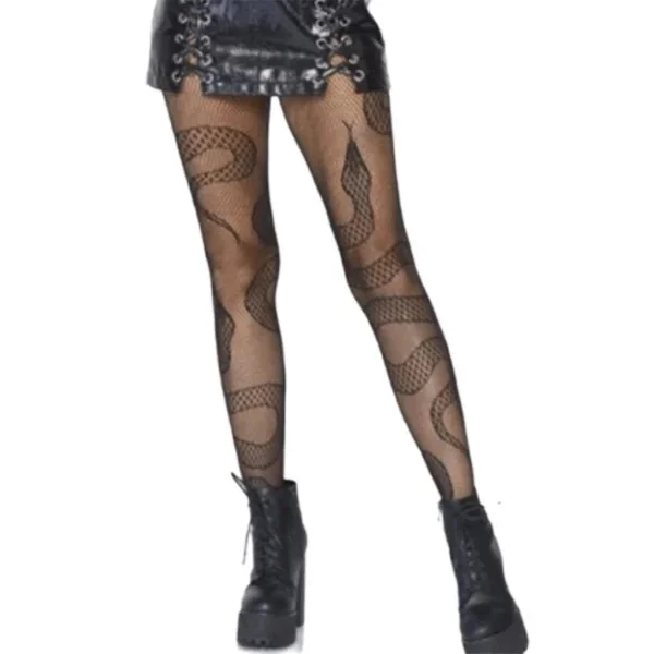 Kvinde Sexy Fishnet Strømper Evil Snake Jacquard Mønstrede Anime Strømper